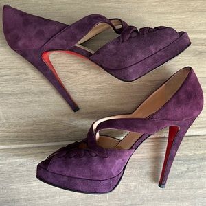 Christian Louboutin purple suede heels. Worn once!